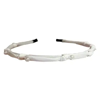 Pearl Hairpin with Black White Gray Bow