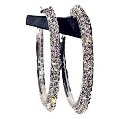 Double Row Exaggerated Diamond Hoop Earrings