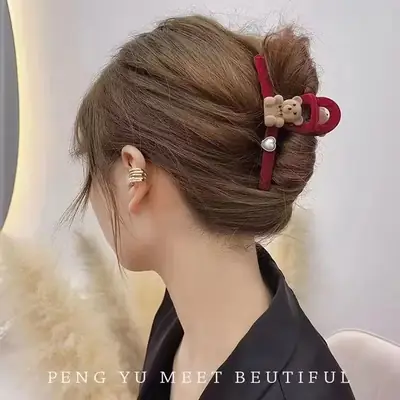 Bear Clip Hairpin for Women Fall Winter Large Grab