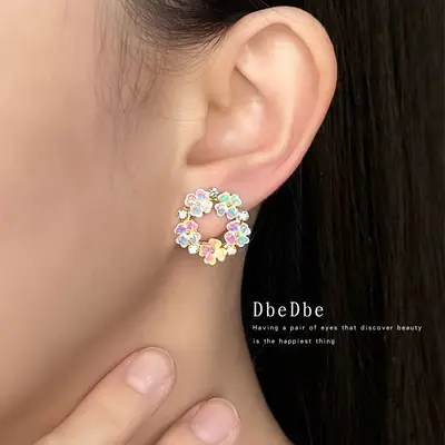 Mosquito Coil Earrings Fresh Sweet Senxi Wreath Plating 18K