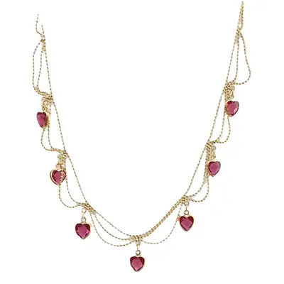 French Retro Green Crystal Zircon Clavicle Necklace