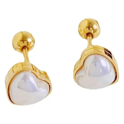 Korean Style Pearl Titanium Ear Studs 18K Gold