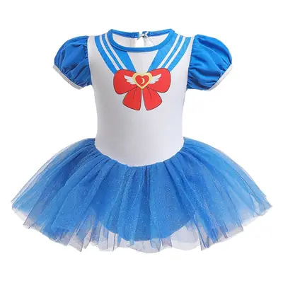 Baby Girl Blue Tulle Crawling Suit with Bow Headband