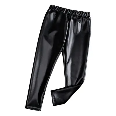 Women's Silver Leather Pants Tight Elastic Baby Leggings