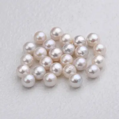 Zhuji AK Pearl Beads White Near Round Wholesale