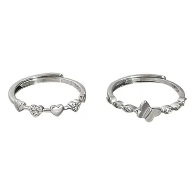 Gan Jia S925 Sterling Silver Love Butterfly Ring Women's Cold Style