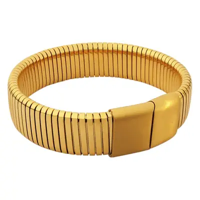 Gold Plated Striped Titanium Steel Bracelet for Women