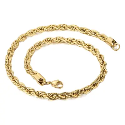 Gold Plated Twist Rope Necklace for Men Women 10g