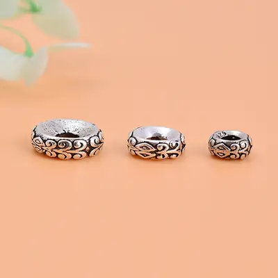 S925 Sterling Silver Flower Rattan Spacer Black Dye Retro Polished Jewelry Accessories