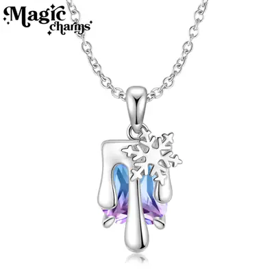 Snowflake Necklace for Women Silver Chain Gift