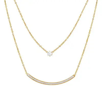 Gold Plated Zircon Clavicle Necklace for Women