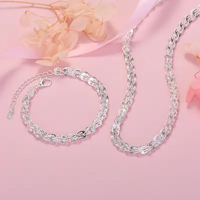 Copper Plated Phoenix Tail Chain Bracelet Necklace Set