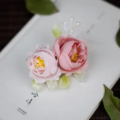 Mori Style Silk Flower Hair Accessories White Rose Hanfu Style