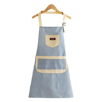Women's Striped Apron Cotton Linen Summer Cooking Waist Waterproof