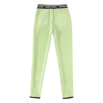 Fleece Lined Green Leggings Warm Thick Waist