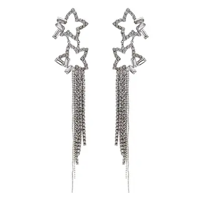 925 Silver Star Tassel Earrings New Trendy Elegant