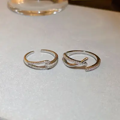 South Korea New Zircon Cross Open Ring for Women