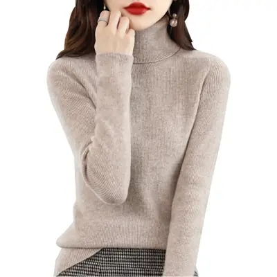 Women's 2023 Blue Turtleneck Pullover Sweater