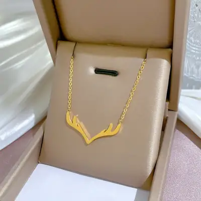 Minimalist Gold Deer Pendant Necklace for Women