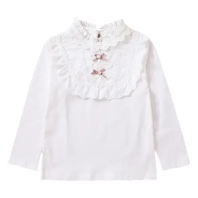 Girls White Lace Long Sleeve Top 2024