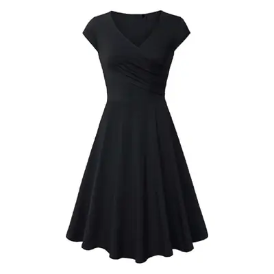 Blue V-Neck Flared Dress for Women