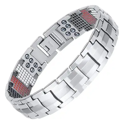 Men's Titanium Steel Magnet Bracelet with Red Detail