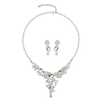 Crystal Necklace Set for Women Silver Light Luxury