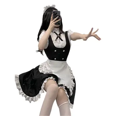 Xianyi Japanese Lolita Maid Cosplay Dress Black White