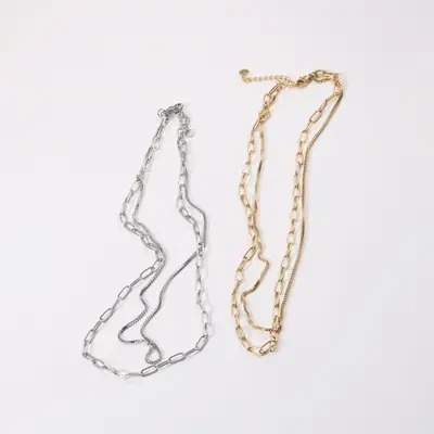 Double Hip Hop Titanium Steel Necklace Women ins European and American Titanium Steel Accessories Collarbone Necklace Wholesale necklaces
