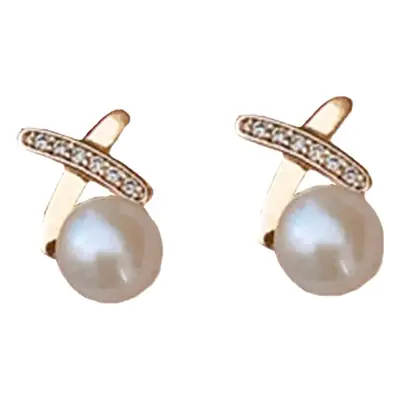 S925 Silver Pearl Cross Earrings for Women