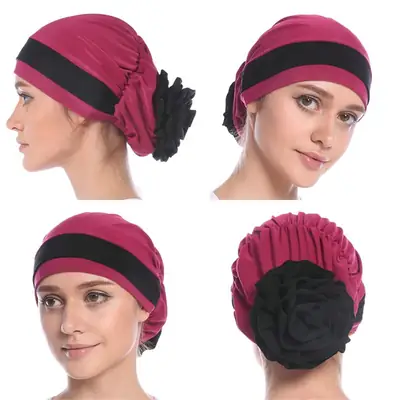 Crystal & Linen Floral Headscarf with Rhinestones