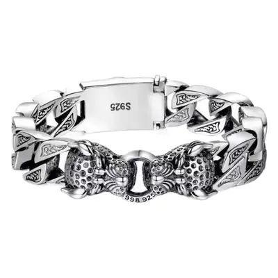 Retro Thai Silver Leopard Bracelet for Men