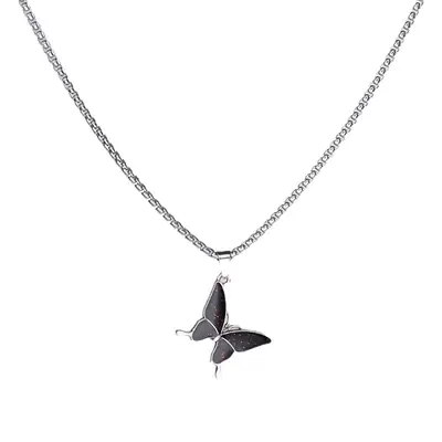 Black Butterfly Temperature Necklace for Men Women
