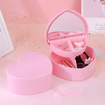 Pink Heart Storage Box for Jewelry & Makeup