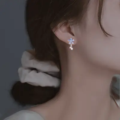 S925 Silver Flower Stud Earrings for Women