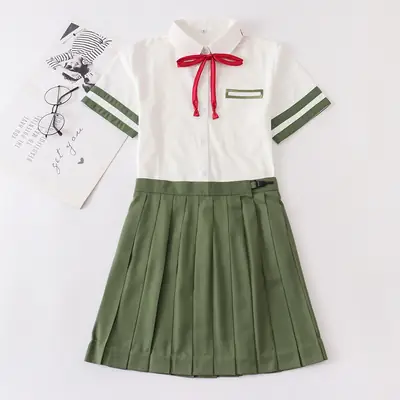 Japanese Original Animation Bell Bud Household Association JK Top College Style Japanese Uniform Short Sleeve Shirt Set Summer