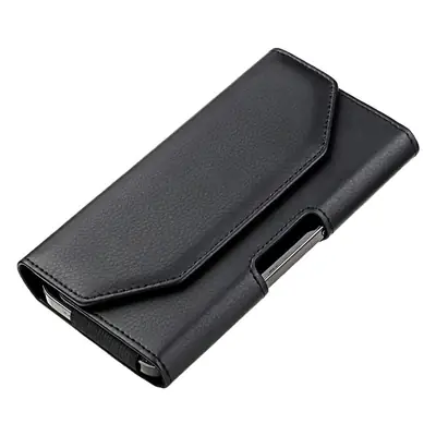 Black Leather Waist Bag for Men with Drop Protection