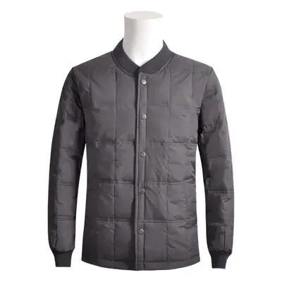Men's Navy Blue Down Jacket with Stand Collar