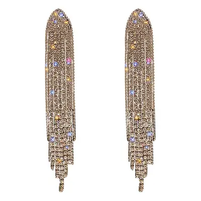 Long Elegant Tassel Rhinestone Earrings for Women 925 Silver