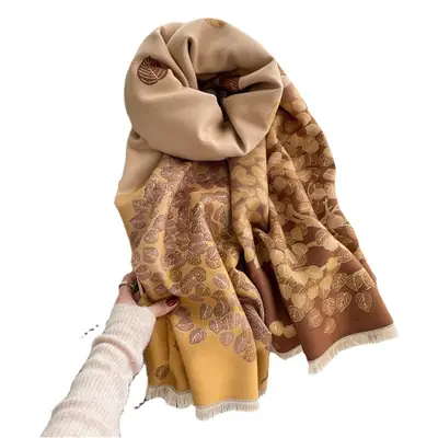 Women's Leaf Print Shawl Summer Office Warm Poncho Outerwear