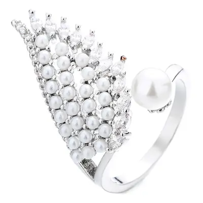 Korean Style Pearl Wing Open Ring Adjustable Gold