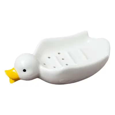 Cute Ceramic Duck Soap Box White