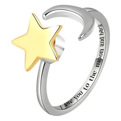 Gold Star Moon Ring for Women with Stress Relief
