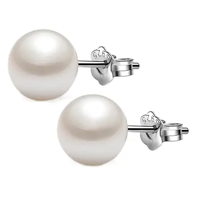 925 Sterling Silver Pearl Earrings for Women 6mm