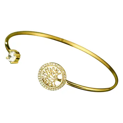 Gold Plated Zircon Tree of Life Bracelet for Men Women