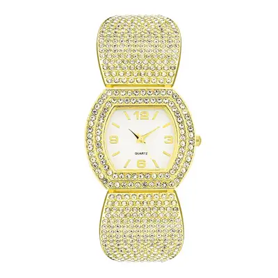 Luxury Rhinestone Women's Watch Gold Barrel Shape