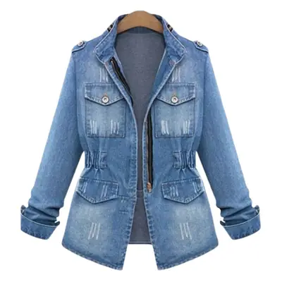 Women Denim Jacket Blue Long Sleeve Winter Style