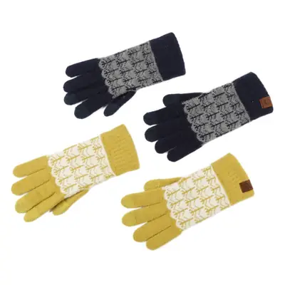 Japanese Wool Knitted Gloves Grey Winter Warm