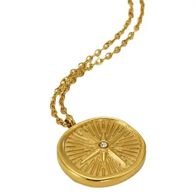 Golden Diamond Encrusted Retro Necklace Pendant