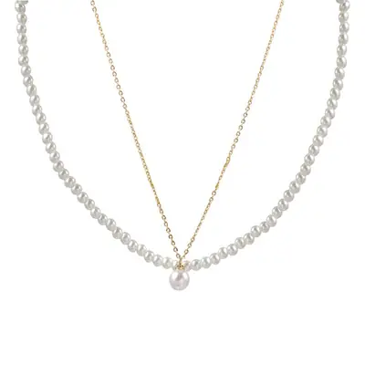 Double Layer Pearl Necklace Women Korean Style